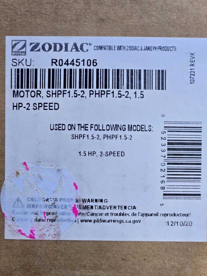Zodiac  1.5-HP 2-Speed Motor For Zodiac PHPF & SHPF Series          R0445106 - Image 2 of 3