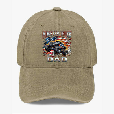 Funny Monster Truck Baseball Dad Hat American Flag Offroad Father Gift