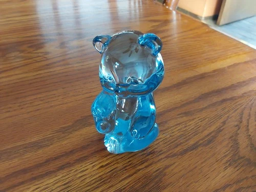 Fenton BLUE GLASS Miniature BEAR Figurine