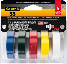 Vinyl 35 Electrical Tape, 5 Rolls, Multi-Color Pack, Ideal for Cable Jacket Repa
