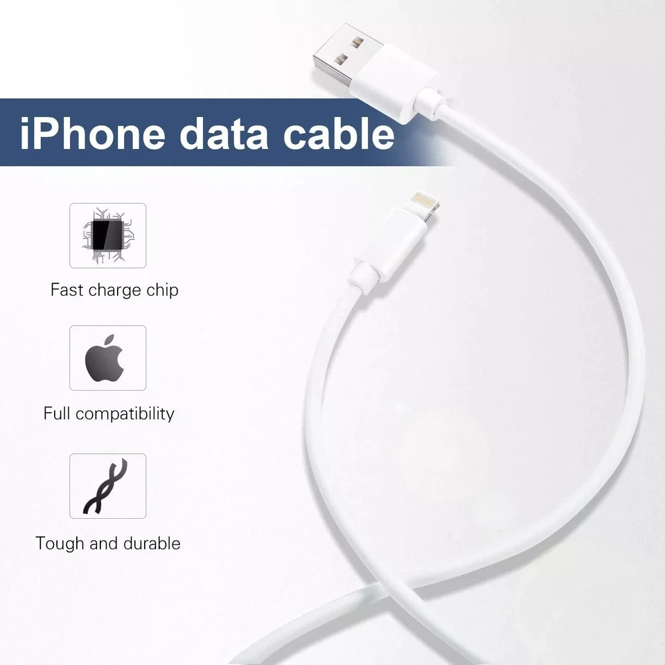 GENUINE Original Apple Fast Charger lightning Cable for iPhone X 13 12 11 XS 8 7 - image 3 of 4