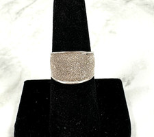 Sterling Silver Textured Wide Solid Ring Band - Size 6.5