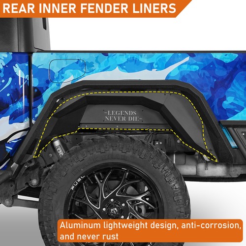 Hooke Road Legend Black Rear Inner Fender Liners Fit 20-25 Jeep Gladiator JT - Picture 5 of 15