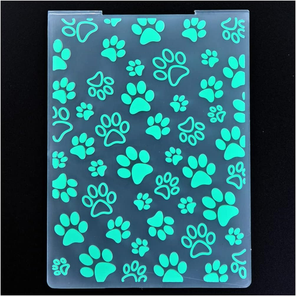 Pet Footprint Paw Background Plastic Embossing Folders for Card Making Scrapbook