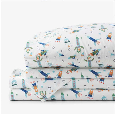 Company Kids Space Adventure Percale Bed Sheet Set Organic Cotton Twin XL