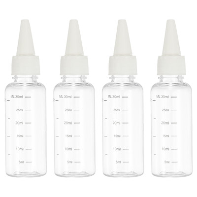 30ml/1OZ Plastic Squeeze Bottles with Cap,  4 Pcs Dispensing Bottle, Transparent