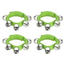 4 Pcs Wrist Bells 11in Ankle Bells Jingle Bells with 5 Silvery Bells Green