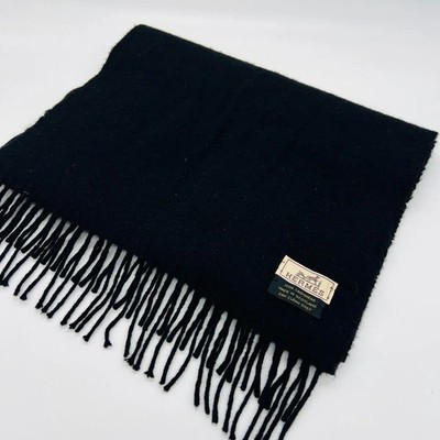 HERMES Cashmere 100% Scarf Black Stole (Pre-owned, Grade B)