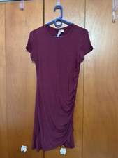 Alya Pullover Stretch Dress L Burgundy Short Sleeve USA Made