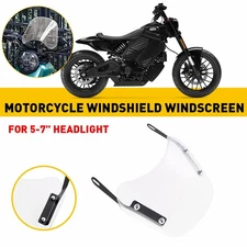 Front Clear Motorcycle Windshield Flyscreen Windscreen w/Mount Bracket 5"-7"