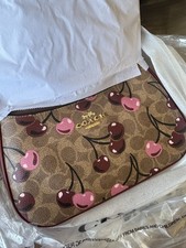 Nwt Coach Teri Shoulder Bag In Signature Canvas With Cherry Print CY694 Cherry