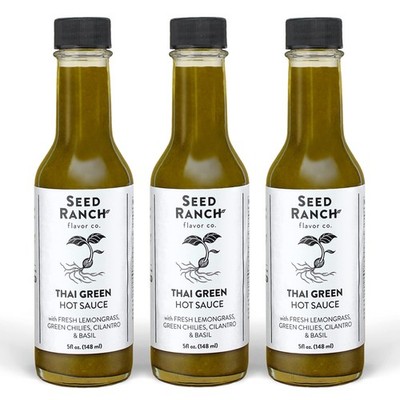 Seed Ranch Thai Green Hot Sauce, 3 Pack  Mild Heat  Lemongrass, Green Chilies...