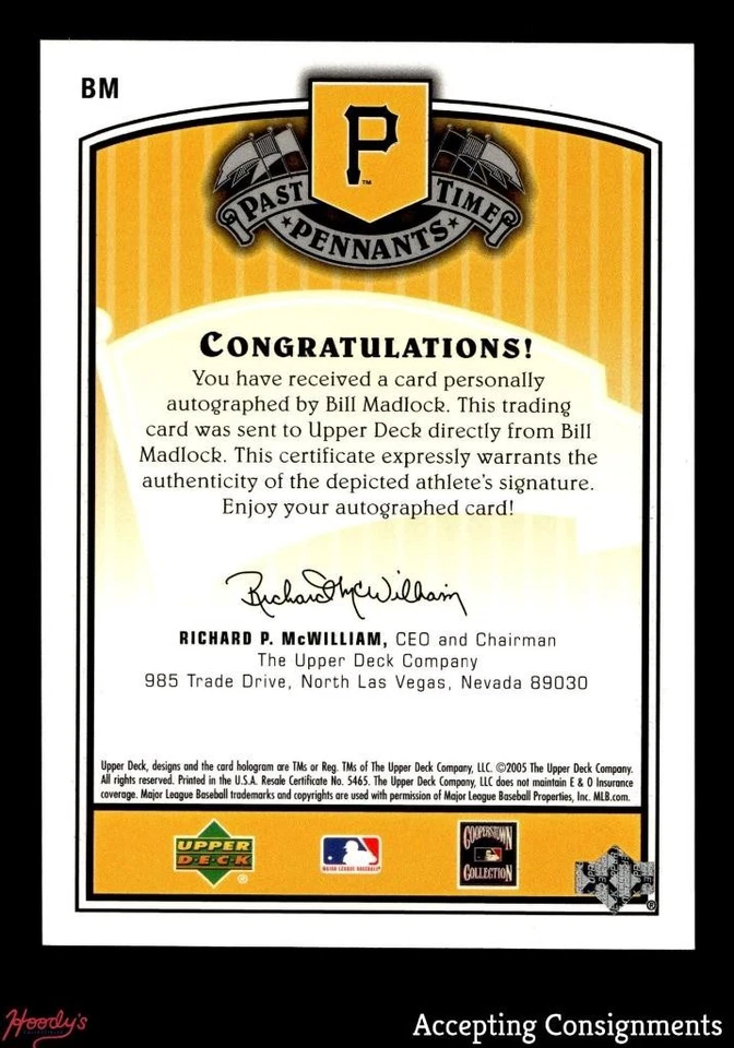 2005 UD Past Time Pennants Signatures Silver #BM Bill Madlock AUTO PIRATES - Image 2 of 2