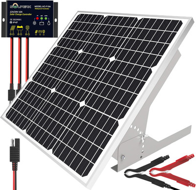 SOLPERK 50W/12V Solar Panel Kit, Solar Battery Trickle Charger Maintainer + Wate