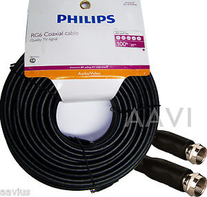 Philips Coax Rg6 Shielded Coaxial Cable For Tv Antenna Satellite Hdtv Modem 100 Ebay