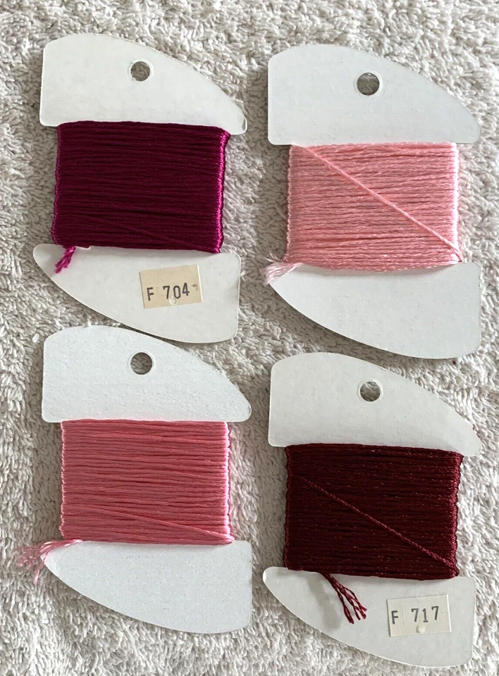 Rainbow Gallery Fiesta! Thread 3-Ply 100% Rayon 4 Cards Red Pink No Duplicates - Image 2 of 4