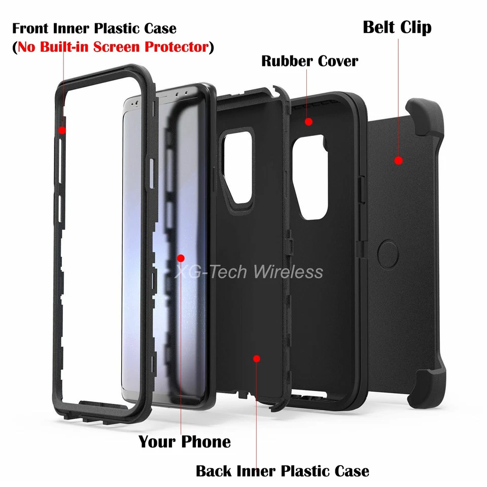 Funda resistente resistente a prueba de golpes con clip para cinturón para Samsung Galaxy S9 S9 Plus Foto 3 de 4