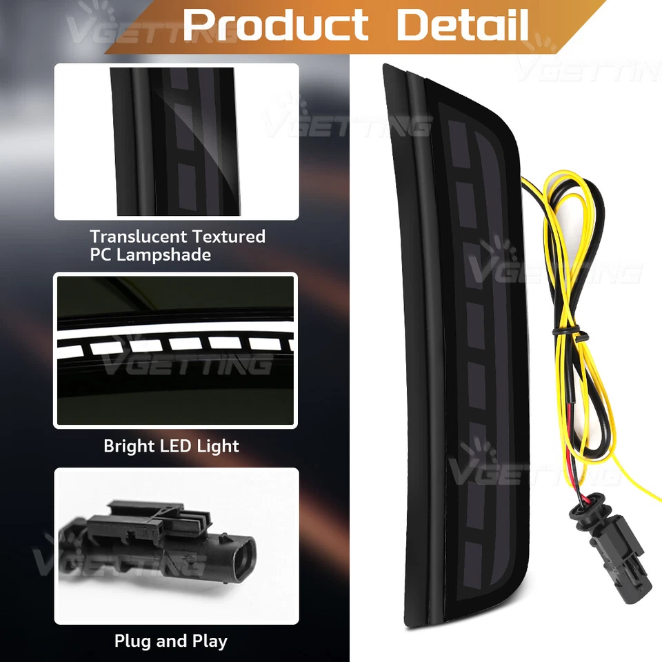 For 2021 2022 2023 Jeep Grand Cherokee LED Side Marker Light w/ Turn Signal Pair - Image 4 of 4