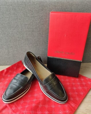 New with Box Pierre Cardin Shoes Loafers Leather Blue Sz 40 Worn Twice
