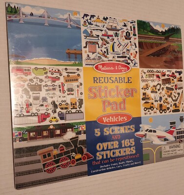 Melissa & Doug Reusable Sticker Pad: Vehicles 165+ (Return/Some stickers used/Mo