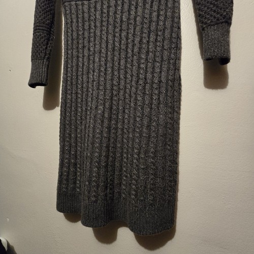 Athleta Womens Coldspell Sweater Dress LG Gray Merino Wool Cable Knit Fisherman - Picture 14 of 14