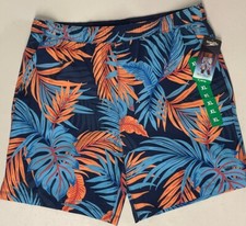 SPEEDO Mens Tech Volley XL Comfort Liner BLUE Swim Trunks Shorts Tropical Leaves