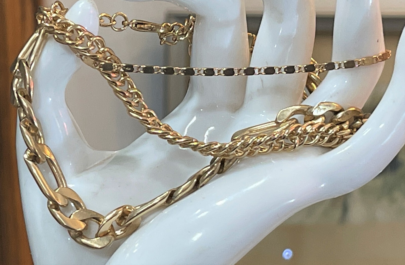 Gold Tone Multi Type Strand Layer Adjustable Brac… - image 1