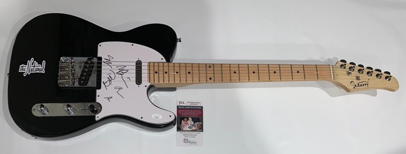THE NATIONAL SIGNED BLACK ELECTRIC GUITAR MATT BERNINGER ALL 5 JSA COA