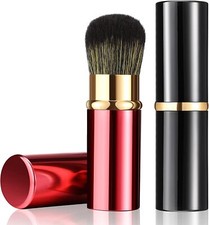 2Pcs Retractable Makeup Blush Powder Brushes Small Travel with Cover Makeup Tool