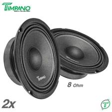 2x Timpano Shallow Mount 6.5" PRO Audio Speakers TPT-MB6-8 SLIM 8 Ohm 1200 Watts