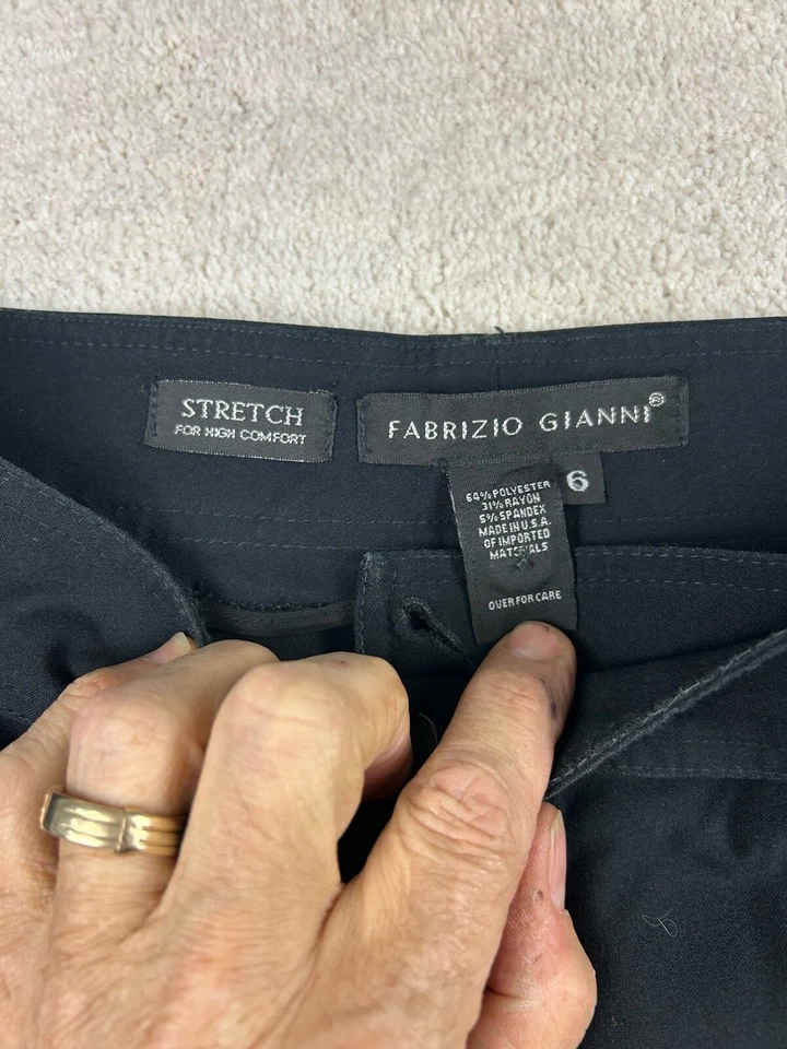 Pantalones de vestir rectos elásticos para mujer FABRIZIO GIANNI negros corporativos góticos Foto 3 de 4