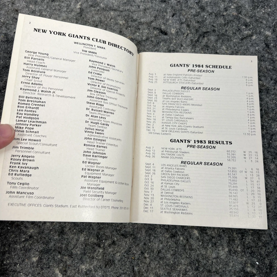 Guía de medios de los New York Giants 1984 Foto 4 de 4