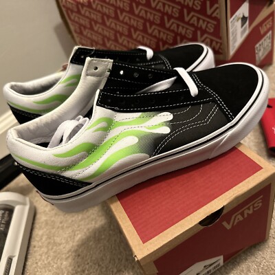 Vans ''Off The Wall'' Old Skool Shoes Men's 6 Women 7.5 Neon Flame Canvas Sneaker