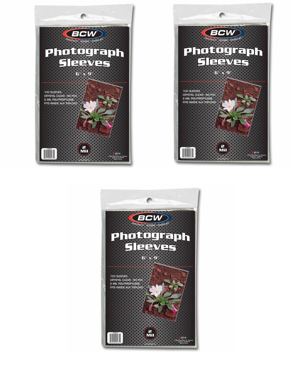(300) Count Lot BCW 6x9 Photograph Sleeves 6"x9" 2 Mil Poly For Photos,  Cards