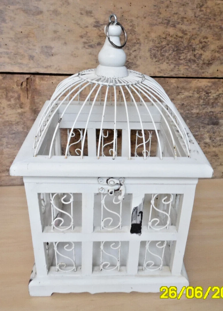 LBC E1 VINTAGE ANTIQUE BIRD CAGE WOOD/METAL ORIENTAL STYLE 60 H 35CM