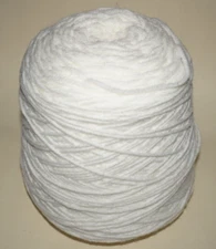 15oz. Cone, Heirloom, White, 4/8.5, Slightly Fuzzy, Lustrous, Acrylic yarn