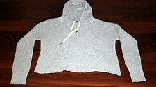 Women's American Eagle Cropped Ribbed Sweater Hoodie - Size Medium
