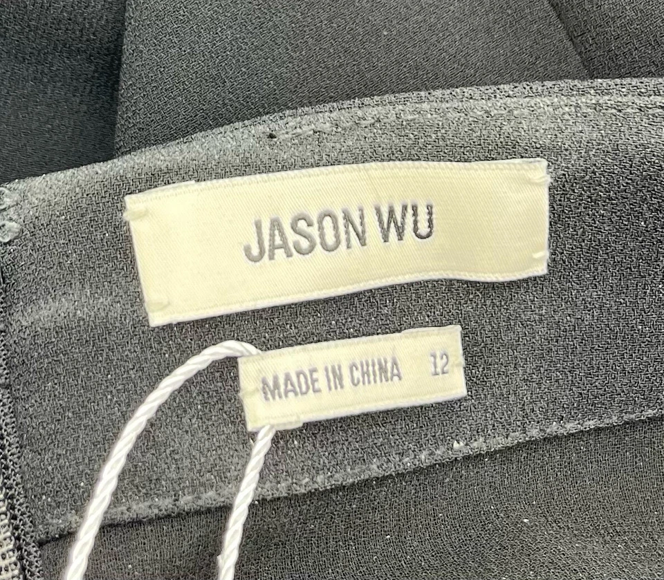 Falda midi línea A con apliques de borla negra Jason Wu talla 12 Foto 4 de 4