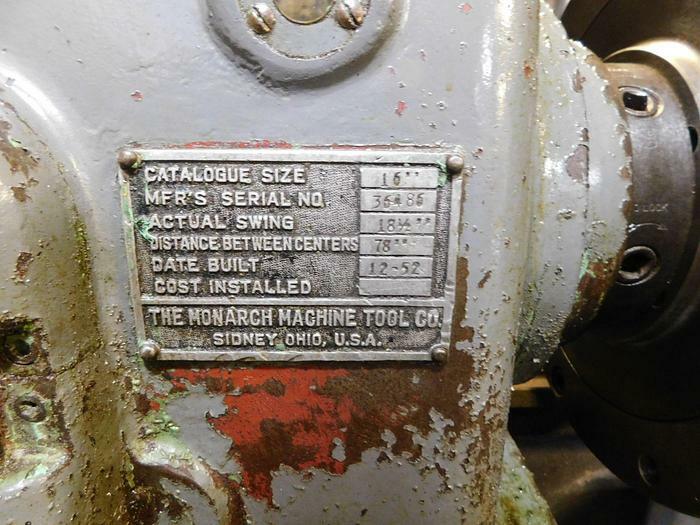 18.5" x 78" MONARCH "60" TOOLMAKERS ENGINE LATHE w/DRO - (2) CHUCKS - #29516