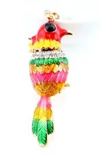 Colorful Bird Keychain Crystal Charm Animal Purse Gift Cute Accessory E31
