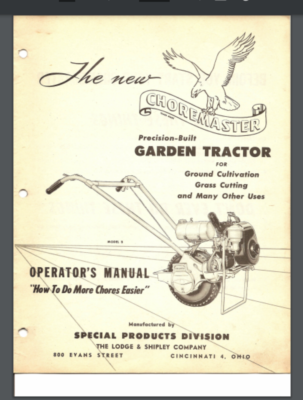 #ad 1948 Choremaster 1948 One Wheel Walk Behind Tractor Owner Parts Manual 13 pages $16.95