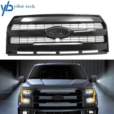 Front Upper Grill Grille For 2015 16 2017 Ford F150 King Ranch Style Gloss Black