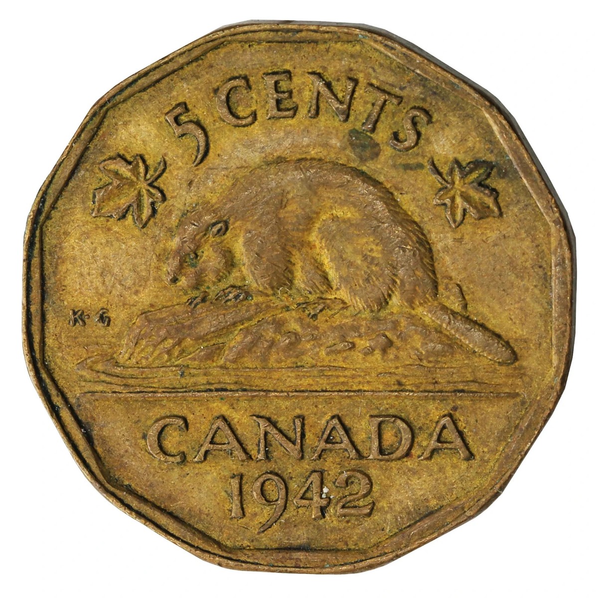 1942 CANADA 5¢ KING GEORGE VI BEAVER TOMBAC NICKEL COIN | eBay