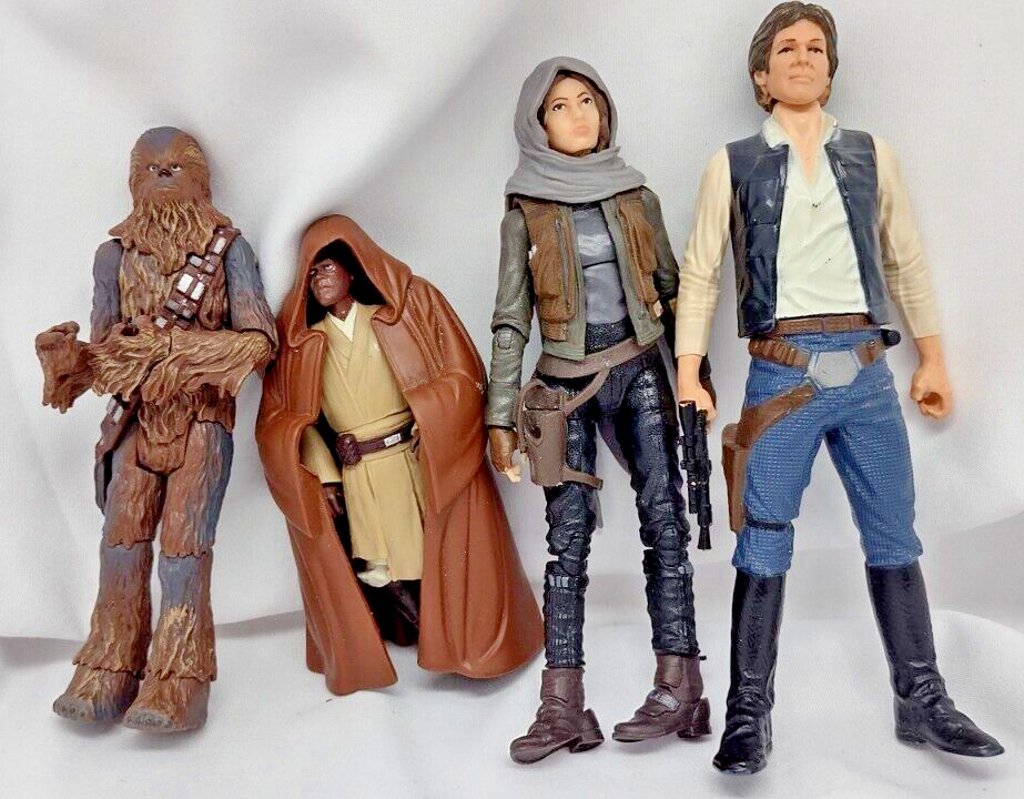 lot of 4 Star Wars loose action figures Mace Windu Chewbacca Han Solo Jyn Erso
