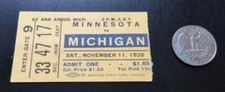 1939 Michigan Wolverines vs.Minnesota Gophers college football game ticket stub