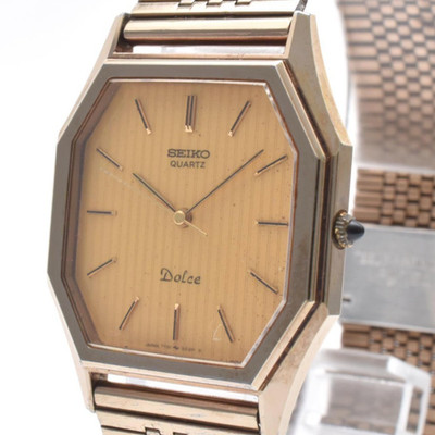   [EXC+5] SEIKO Dolce 7731-5020 30mm Octagon Gold Dial Men's Watch JAPAN #315