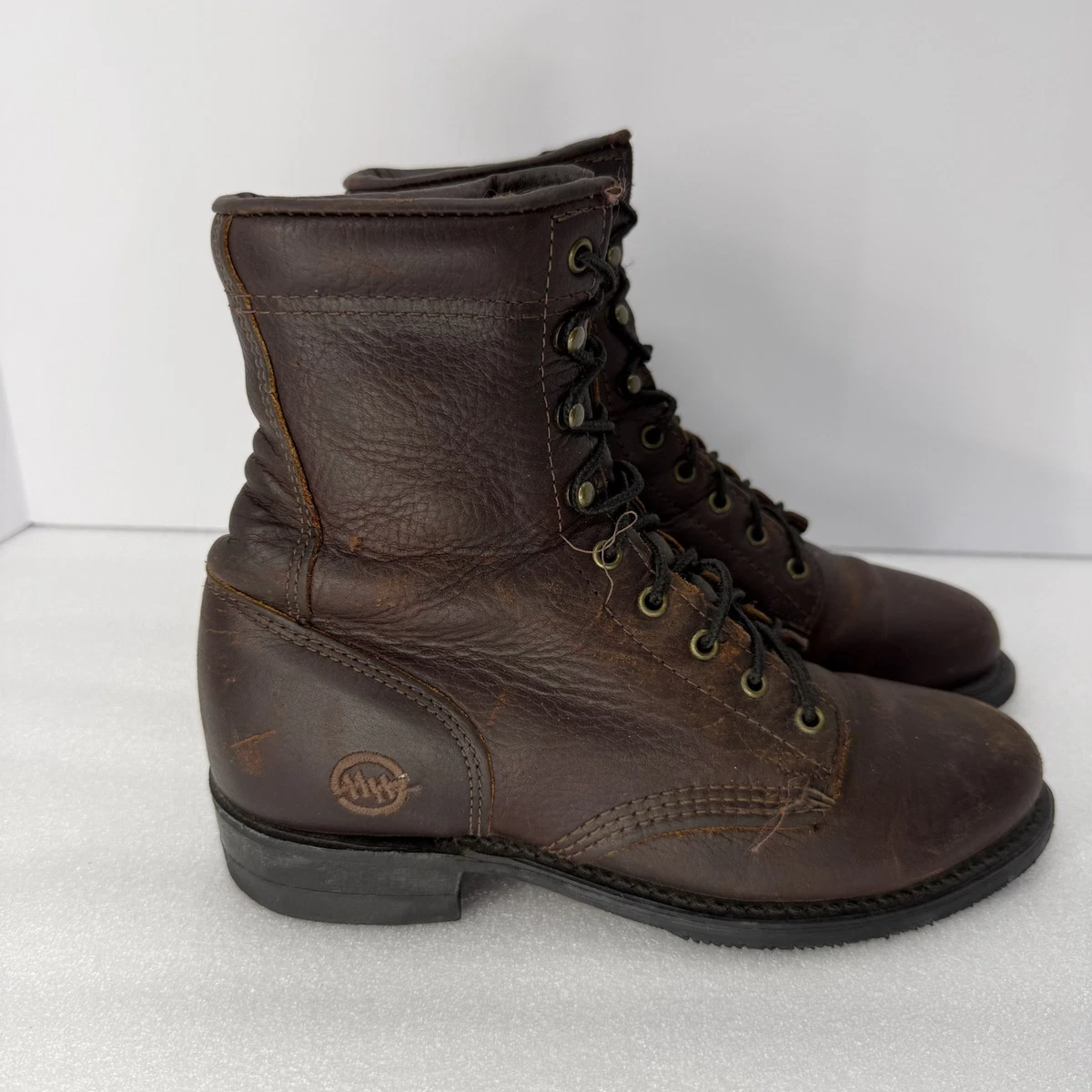 Vintage Double-H Gel Cell Lacer Packer Mens 12D Leather Work Wear Boots Shoes Double-H Boots Lace Up Western Boots for Men for Sale - Shop  main image 4