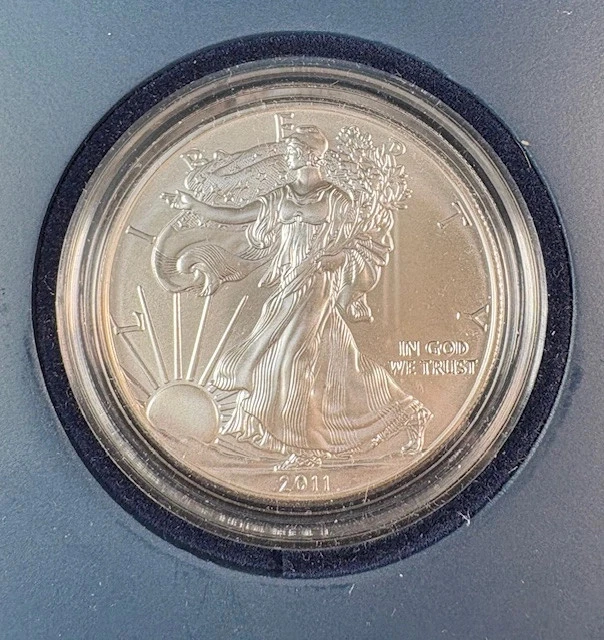 Набор из 5 серебряных монет 2011 Eagles 25-я годовщина оригинальная упаковка/сертификат подлинности - Изображение 4 из 4