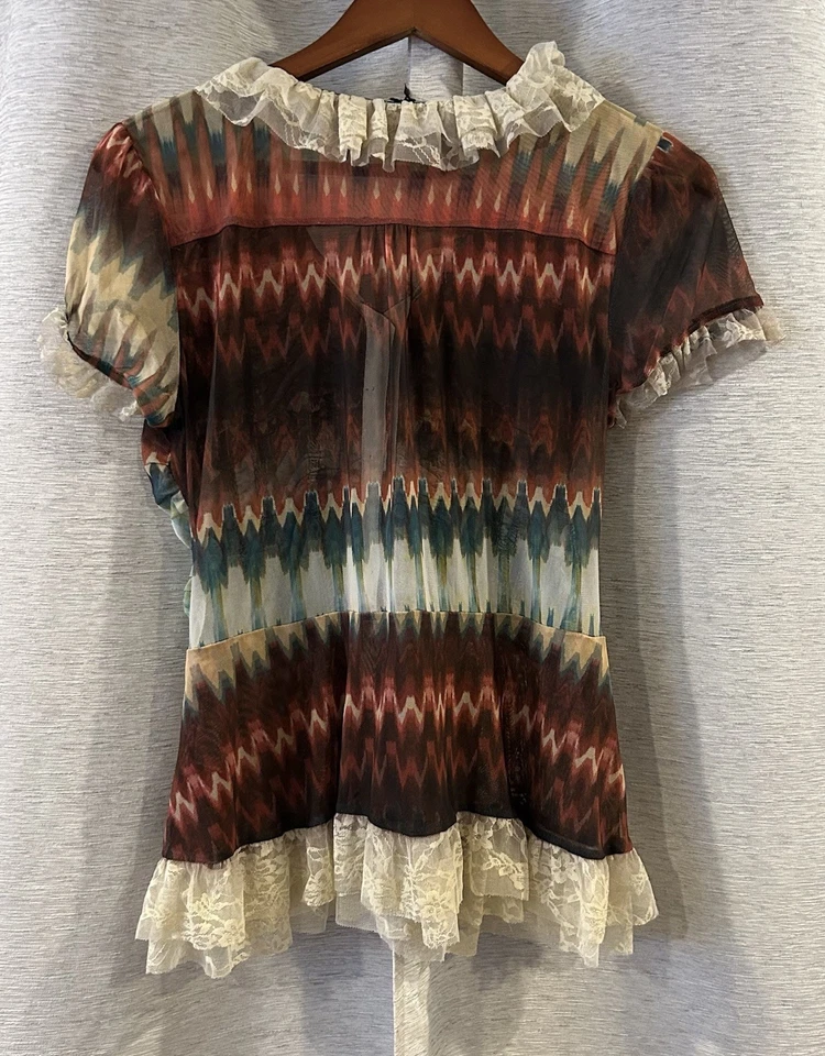 Lapislázuli para mujer talla L volantes delanteros sin mangas arte abstracto artístico 2 prendas Foto 4 de 4