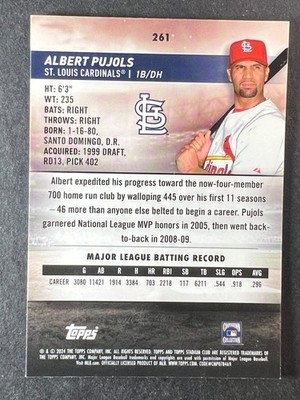 2024 Topps Stadium Club Chrome Green Refractor Albert Pujols #261